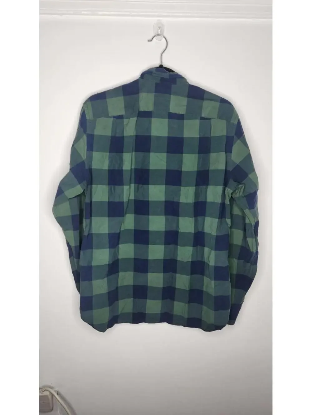 J.Crew Homespun Men's Medium Blue Green Plaid Slim Fit Long Sleeve Button Shirt